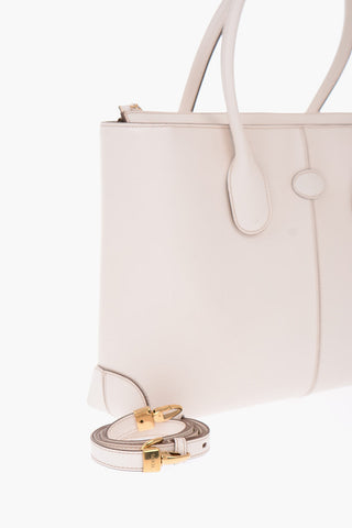 D-borsa media tote in pelle con doppio manico