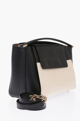saffiano leather handbag with removable shoulder strap