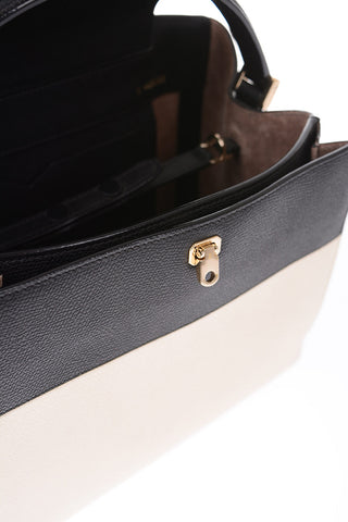 saffiano leather handbag with removable shoulder strap