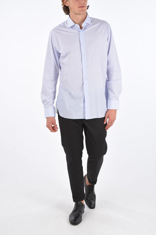 hairline striped spread collar shirt
