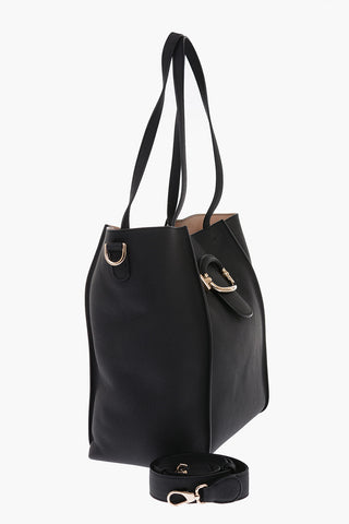 textured leather double T bag with removable shoulder strap