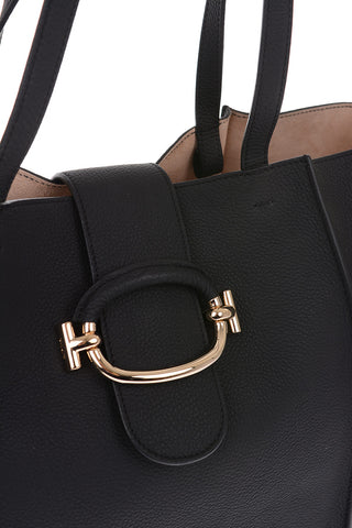 textured leather double T bag with removable shoulder strap