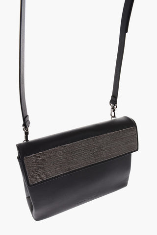 leather rhinestone embellished AGATA Clutch with removable shoulder strap