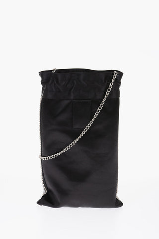 rhinestone embellished Bucket bag with detachable chain shoulder strap 
