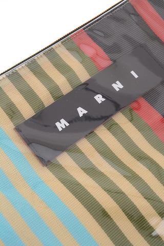 fabric pouch with leather trimmings