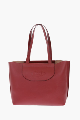 textured leather medium handlebag with double handle