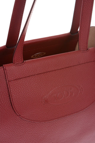 textured leather medium handlebag with double handle