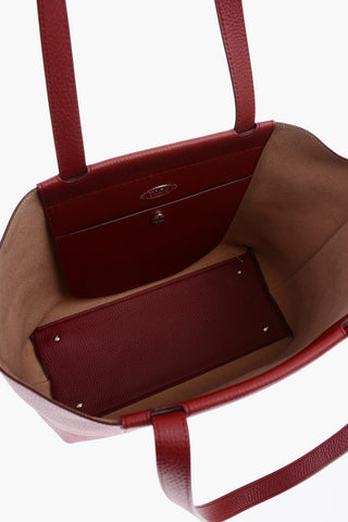 textured leather medium handlebag with double handle
