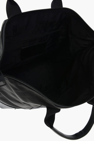 zaino in tessuto con dettagli in pelle