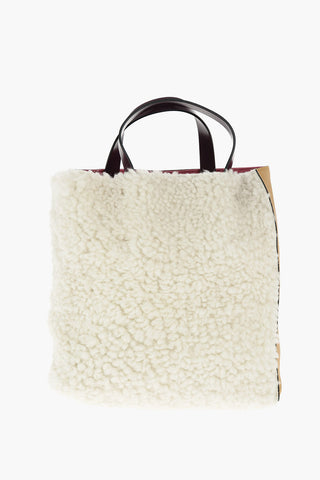 Shearling PANELLED tote bag with removable shoulder strap