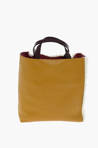 Shearling PANELLED tote bag with removable shoulder strap