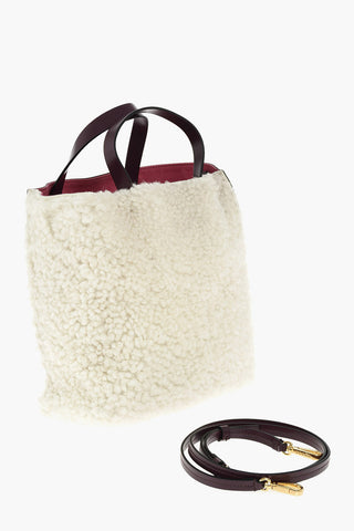 Shearling PANELLED tote bag with removable shoulder strap