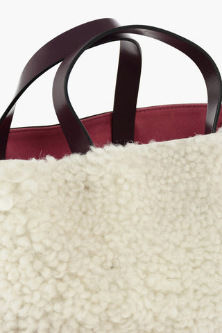 Shearling PANELLED tote bag with removable shoulder strap