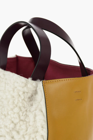 Shearling PANELLED tote bag with removable shoulder strap