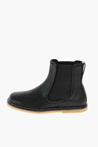 Leather Chelsea Booties with Contrasting Stitchings