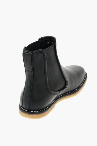 Leather Chelsea Booties with Contrasting Stitchings