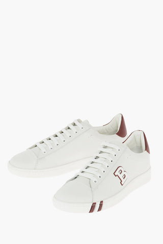 Lace Up Leather Sneakers with Embossed Logo