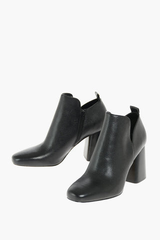 Square-heeled Textured Leather DIXON Booties