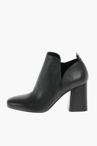 Square-heeled Textured Leather DIXON Booties