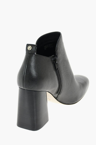 Square-heeled Textured Leather DIXON Booties
