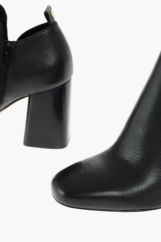 Square-heeled Textured Leather DIXON Booties