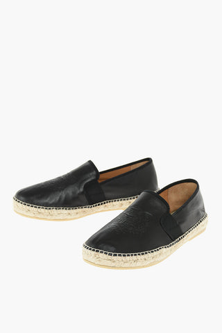 Leather Espadrillas with Embroidered Logo
