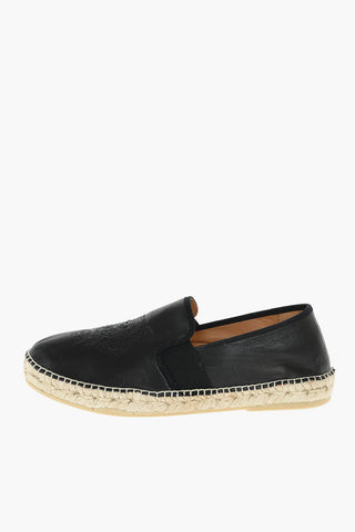 Leather Espadrillas with Embroidered Logo
