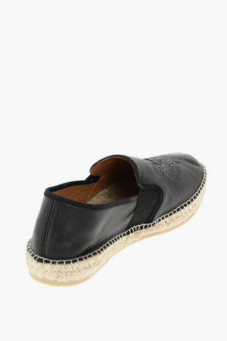 Leather Espadrillas with Embroidered Logo