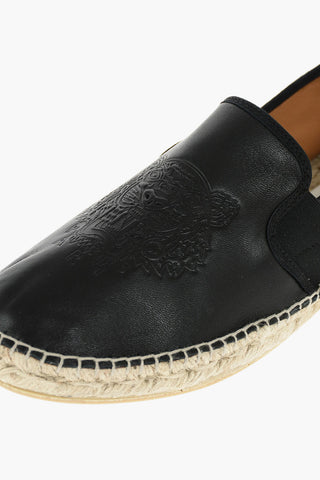 Leather Espadrillas with Embroidered Logo