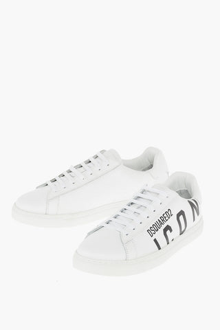 Lace Up ICON Leather Sneakers with Printed Logo