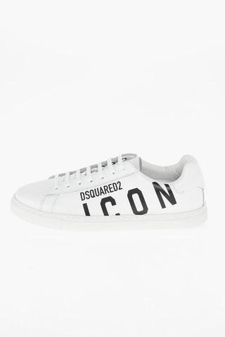 Lace Up ICON Leather Sneakers with Printed Logo