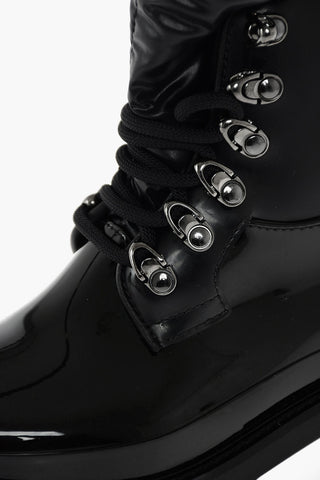Patent Leather GALAXITE Combat Booties with Ankle Drawstring