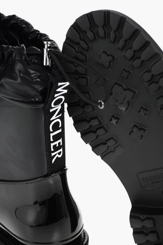 Patent Leather GALAXITE Combat Booties with Ankle Drawstring