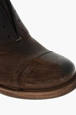 Laceless Leather Derby Shoes with Lived Effect