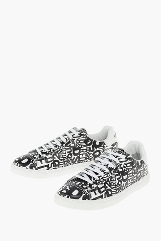 Sneakers Allacciate in Pelle con Logo All-Over