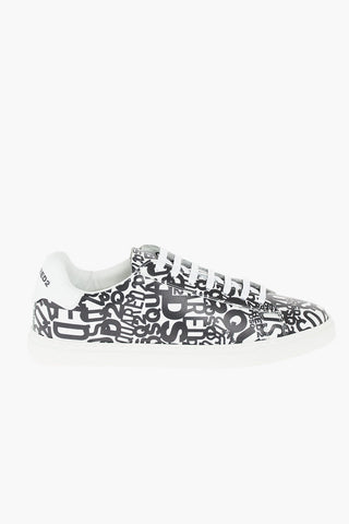 Sneakers Allacciate in Pelle con Logo All-Over