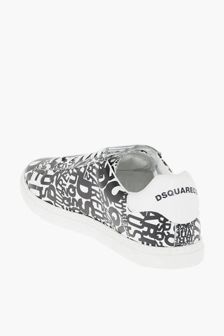 Sneakers Allacciate in Pelle con Logo All-Over
