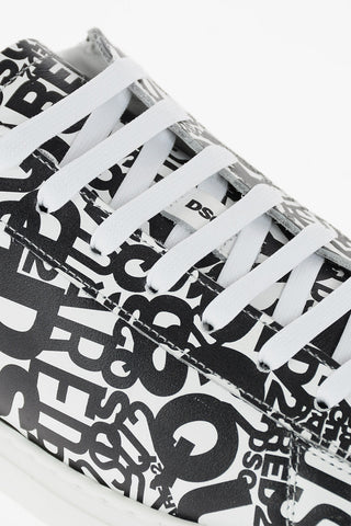 Sneakers Allacciate in Pelle con Logo All-Over