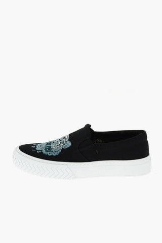 Slip On Fabric Sneakers with Embroidered Logo