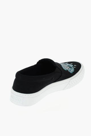 Slip On Fabric Sneakers with Embroidered Logo