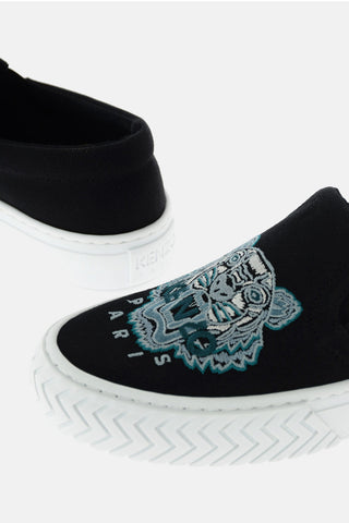 Slip On Fabric Sneakers with Embroidered Logo