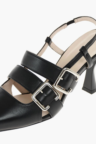 Leather NIEK Slingbacks with Straps and Buckles