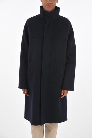 Single-breasted Cashmere Coat with Hidden Buttoning