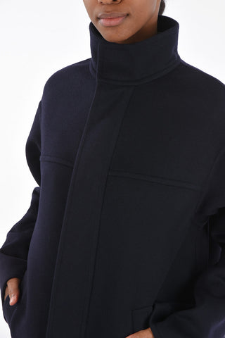 Single-breasted Cashmere Coat with Hidden Buttoning