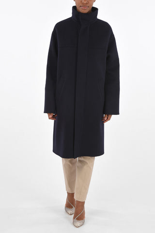 Single-breasted Cashmere Coat with Hidden Buttoning