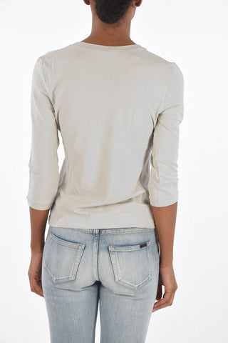 stretch 3/4 sleeve crew-neck t-shirt