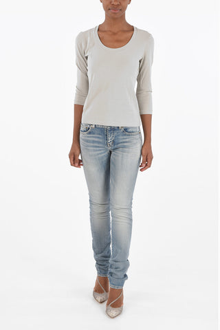 stretch 3/4 sleeve crew-neck t-shirt
