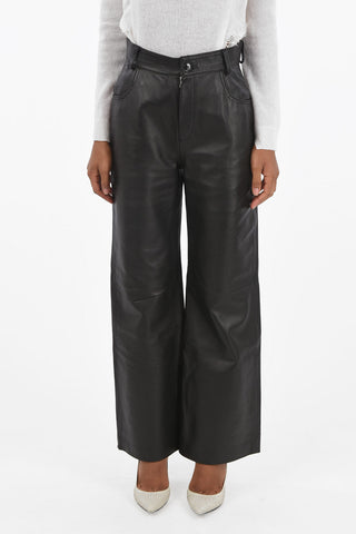 High-waisted Leather Palazzo Pants