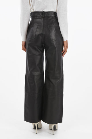 High-waisted Leather Palazzo Pants