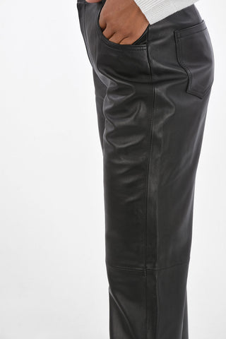 High-waisted Leather Palazzo Pants